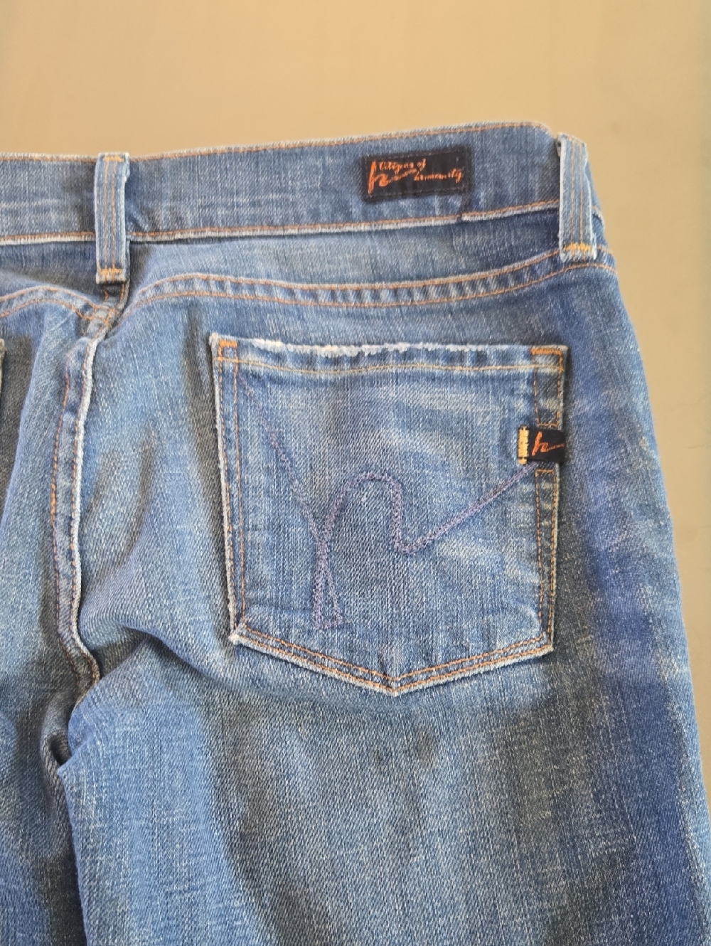 Citizens Of Humanity Blue Straight Leg Cropped Jeans